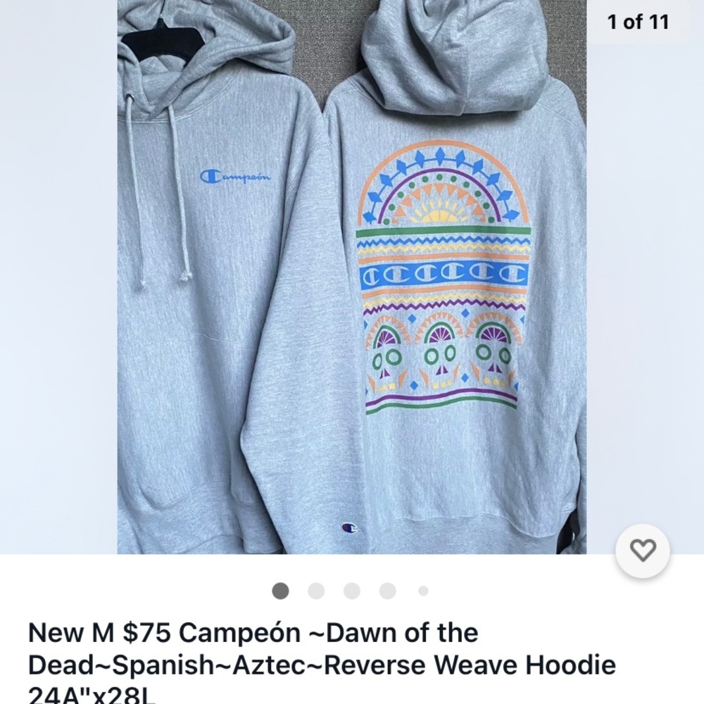 New Oversized Fit Day of the Dead ☠️ Reverse Weave Aztec Campeon S-L Spanish